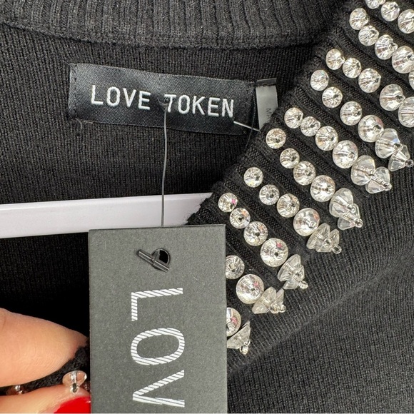NWT Love Token Rhinestone Detail Sweater Midi Dress Size XS - Picture 7 of 12